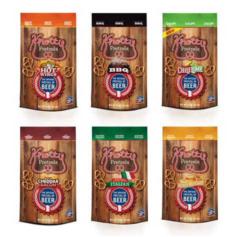 Knotty pretzels - This is a taste test/review of Knotty Pretzels in four flavors including Smoky Cheddar Bacon, Hot Wings, Chile Lime and Honey Mustard. They were $4.29 each a...